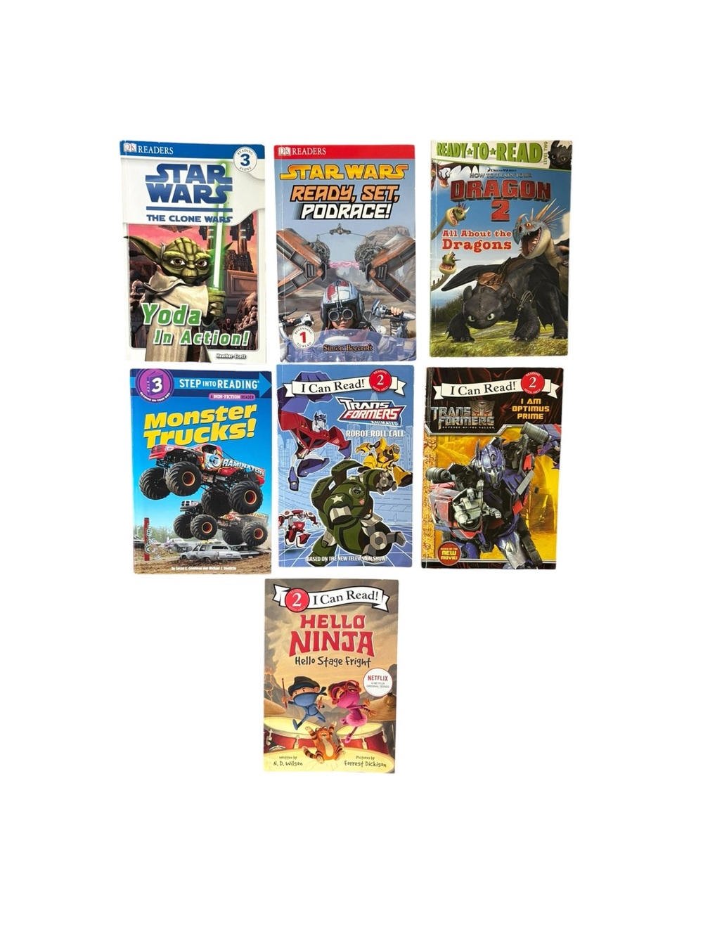 3/$25 Kids Early Reader Book Bundle Star Wars Transformers Dragon Monster Trucks